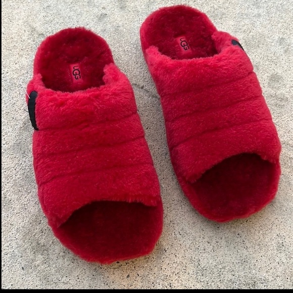 UGG Fluff You Red Plush Slipper Slide Men\'s Size 9 main image 6